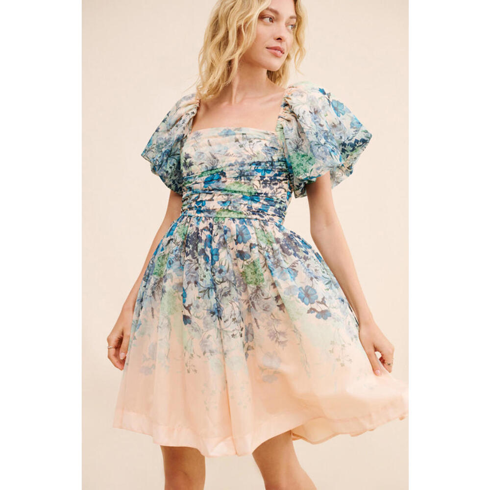 Anthropologie x Let Me Be - Floral Puff Sleeve Square Neck Dress, Size XS, NWT